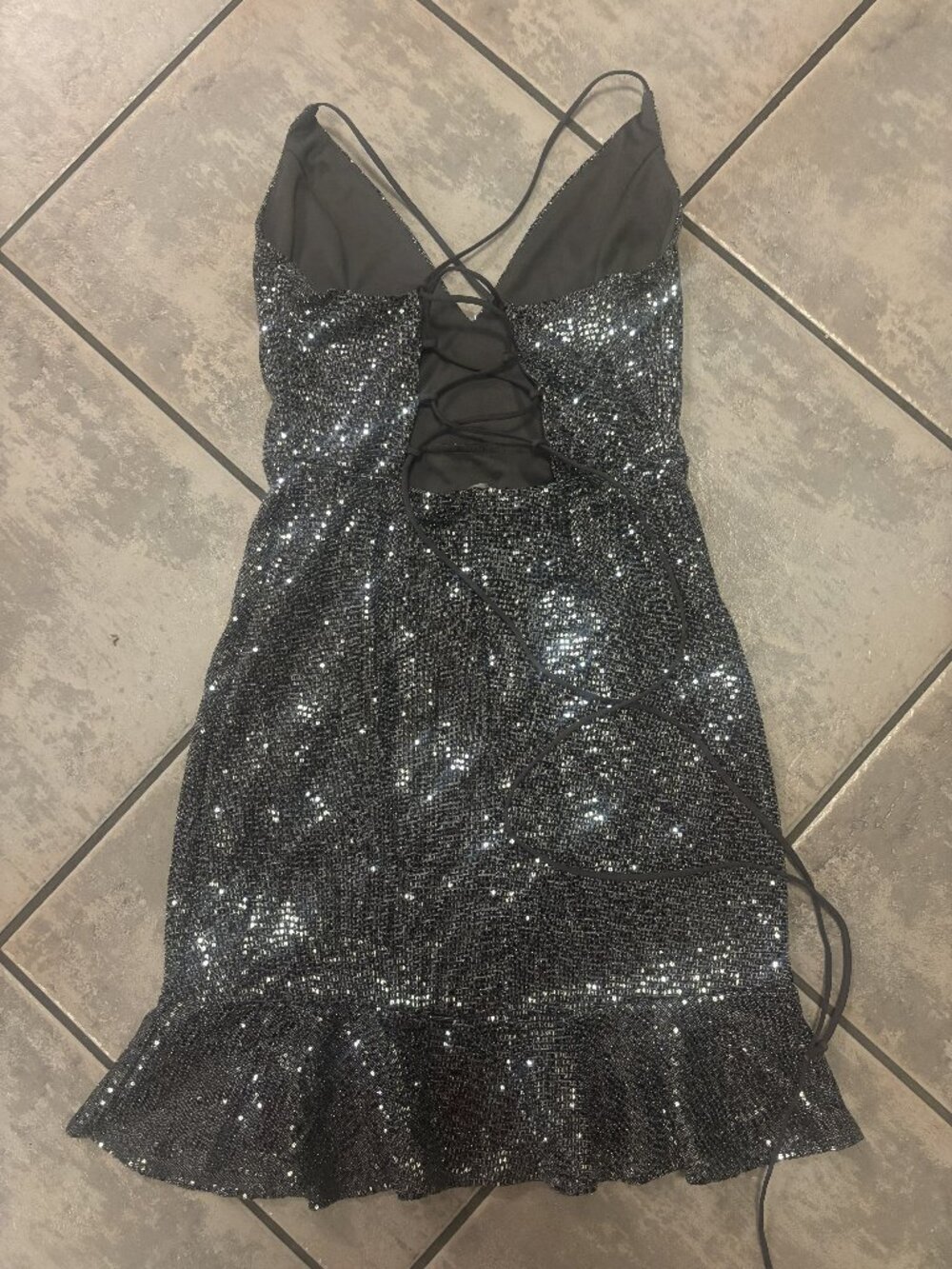 Blue Blush Sparkle Mini Dress, Silver/Grey, Size M (fits small)